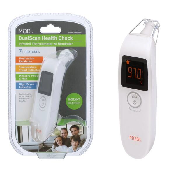 MOBI DualScan Health Check Infrared Digital Thermometer Ear Forehead Med Remind - Picture 1 of 7